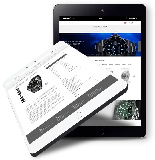 Watches.co.uk website on a tablet