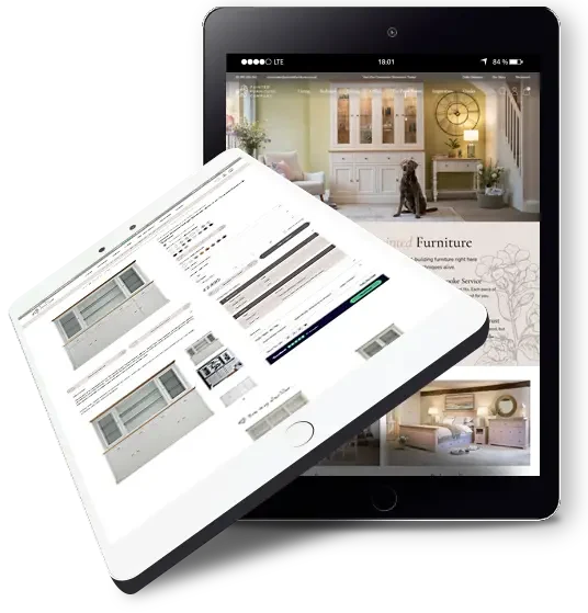 Painted Furniture Co website on a tablet