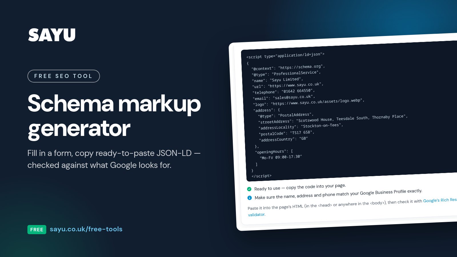 New free tool: schema markup generator