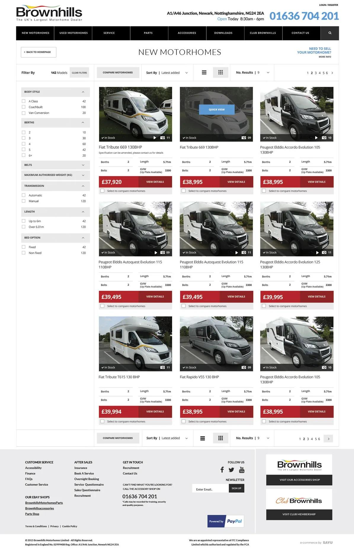 Brownhills website: listing page