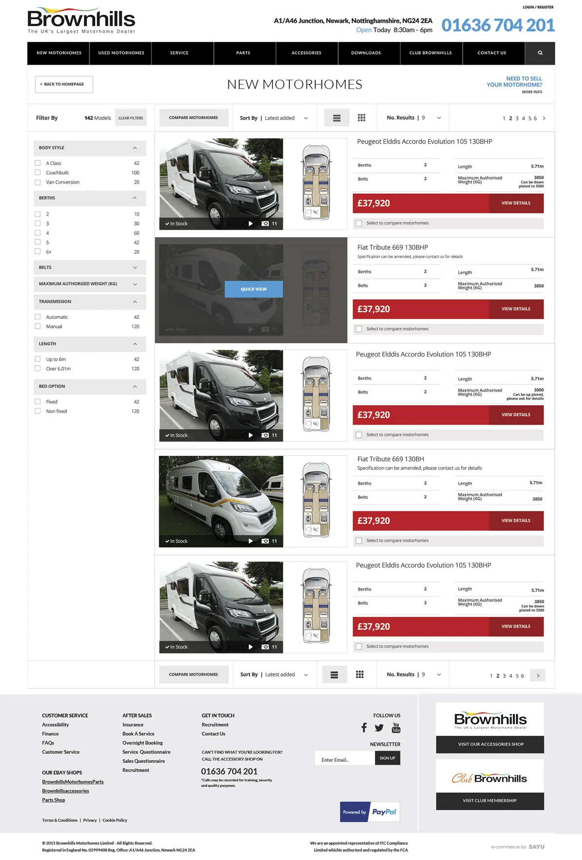 Brownhills website: listing page