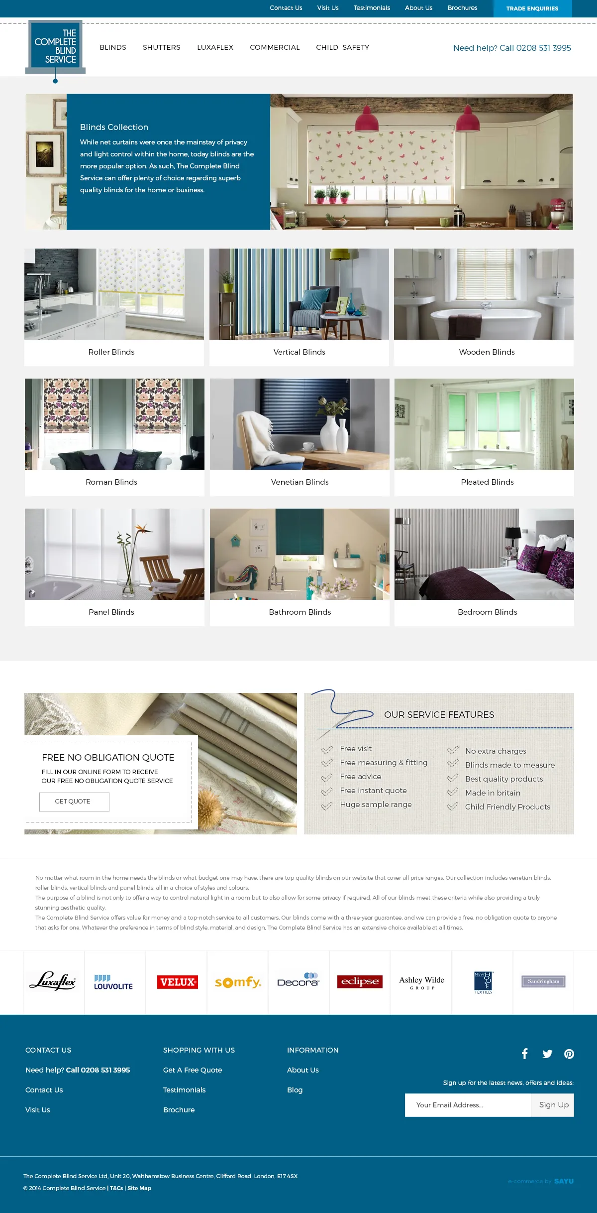 Complete Blinds website: category page