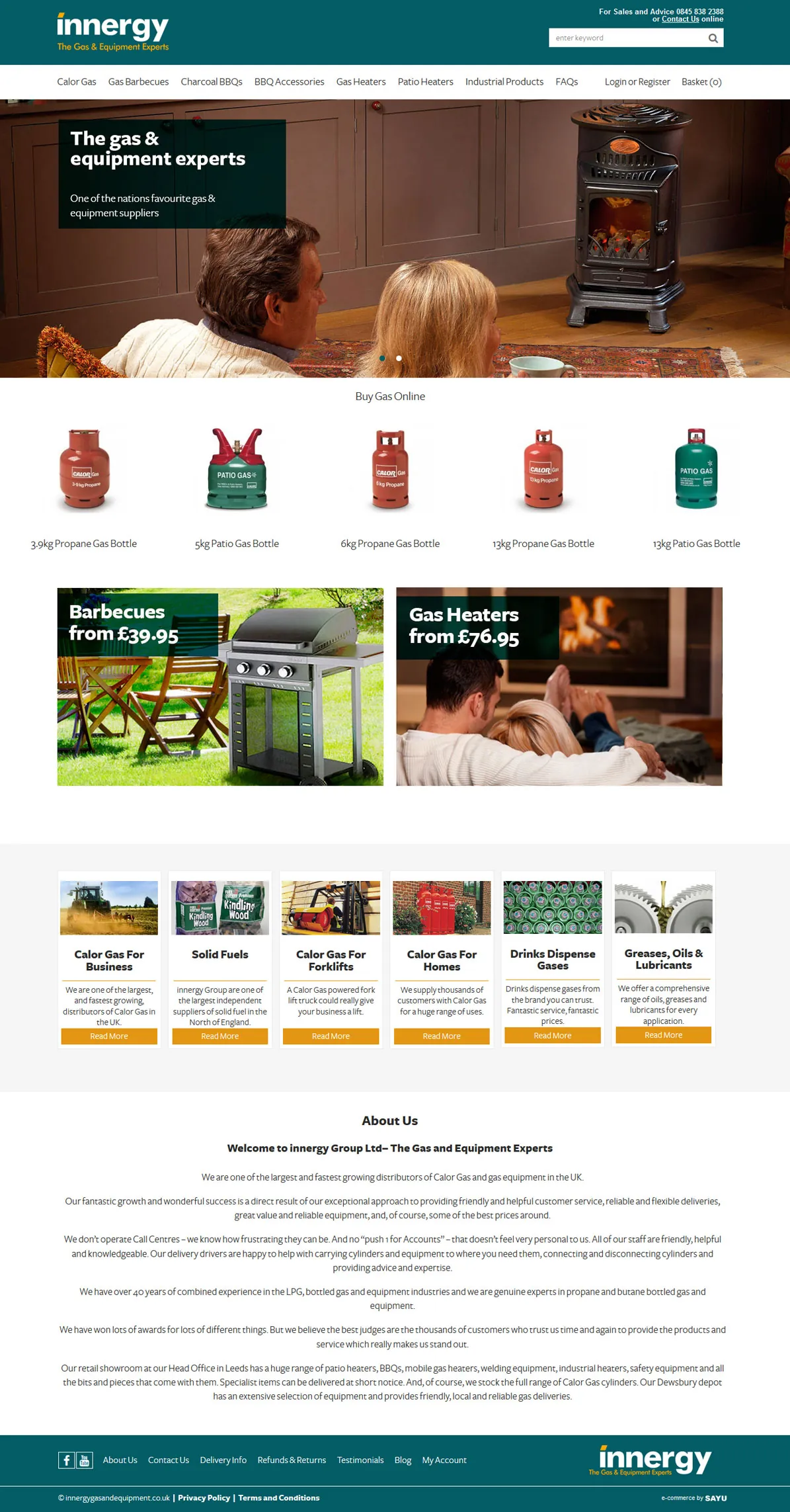 Innergy Gas & Equipment website: homepage