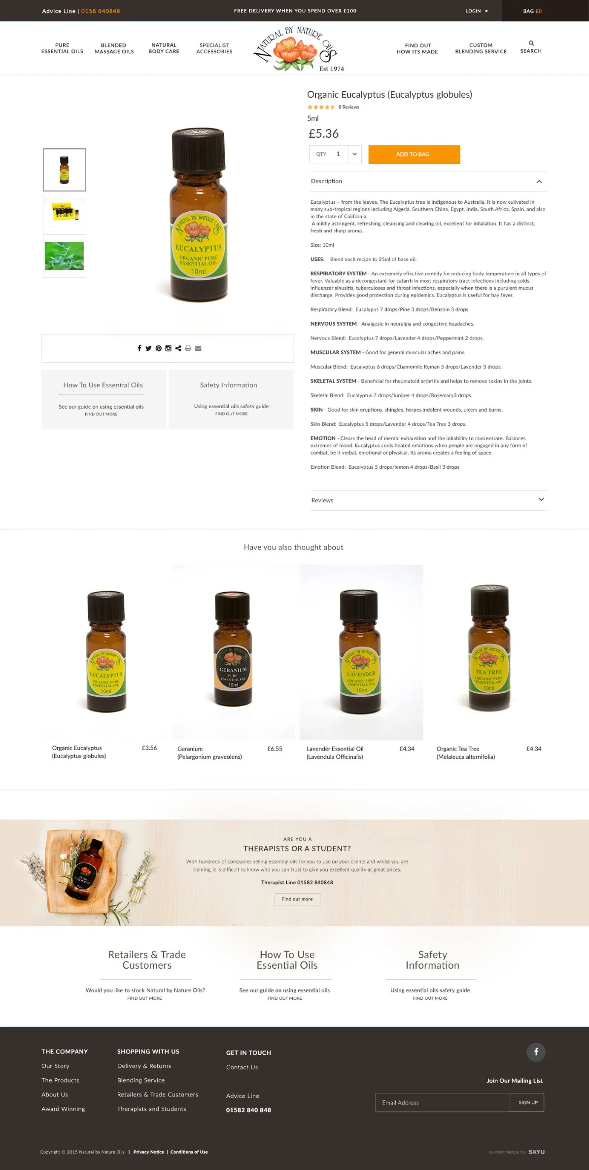 Natural By Nature website: product details page