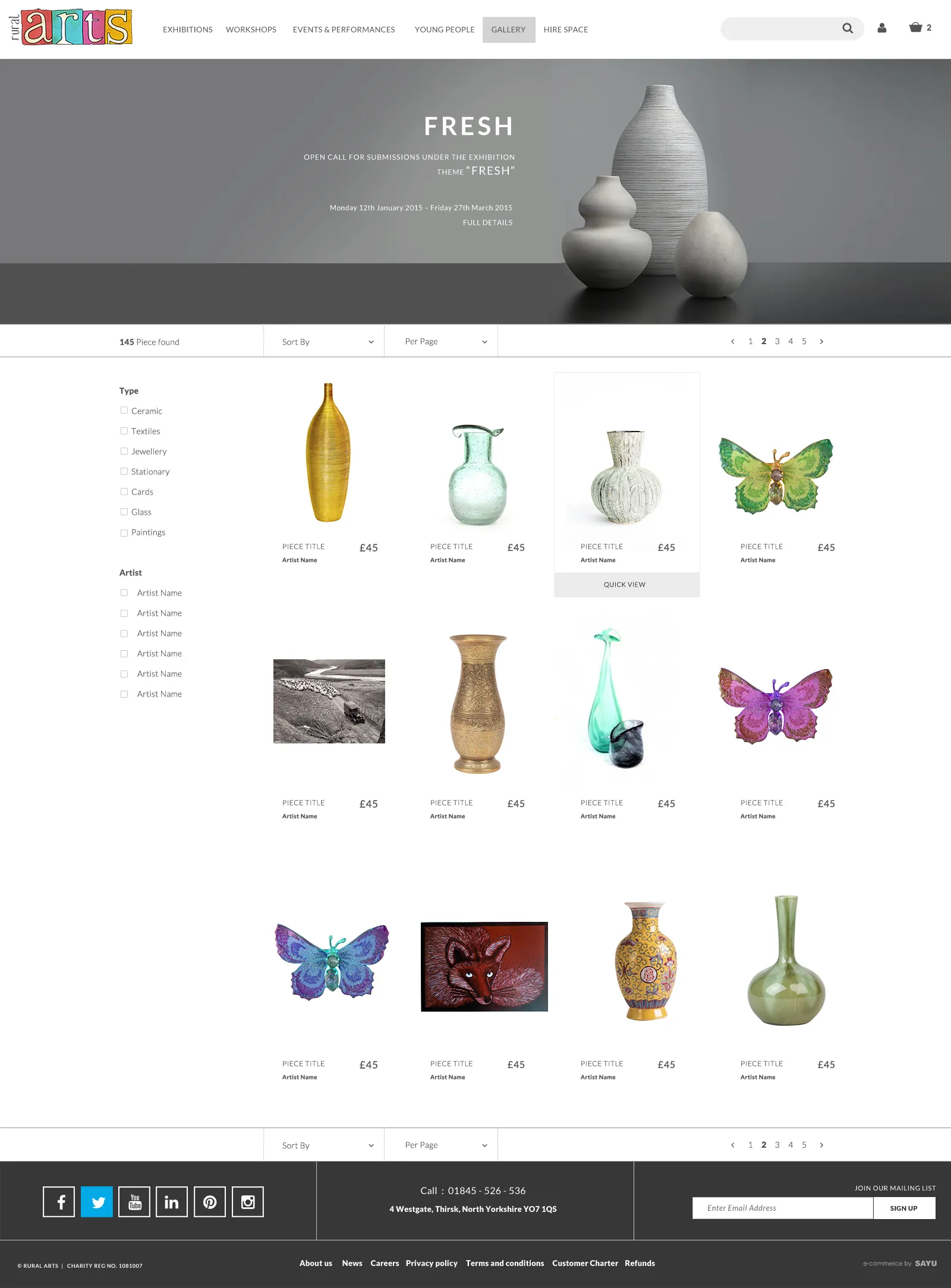 Rural Arts website: gallery page