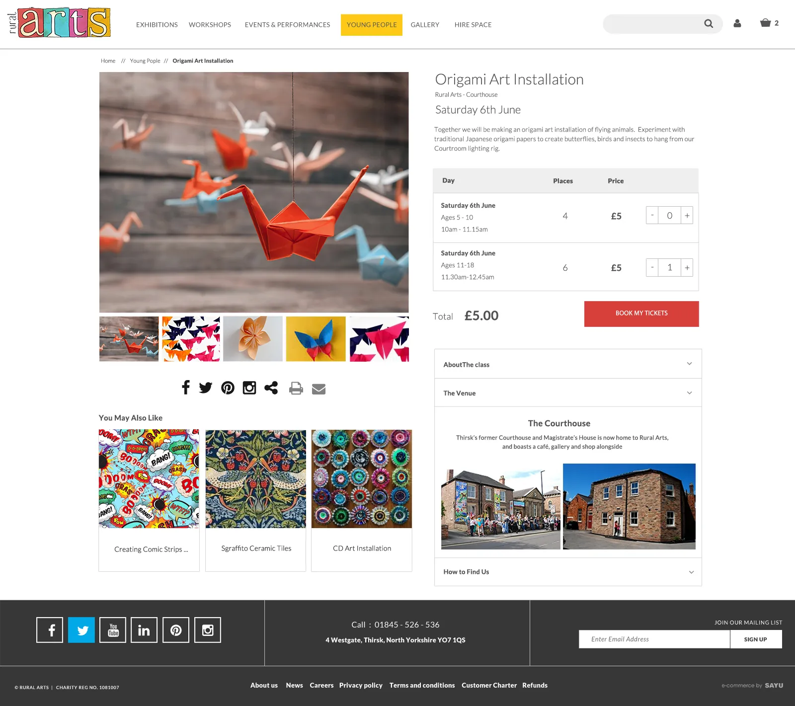 Rural Arts website: young people details page