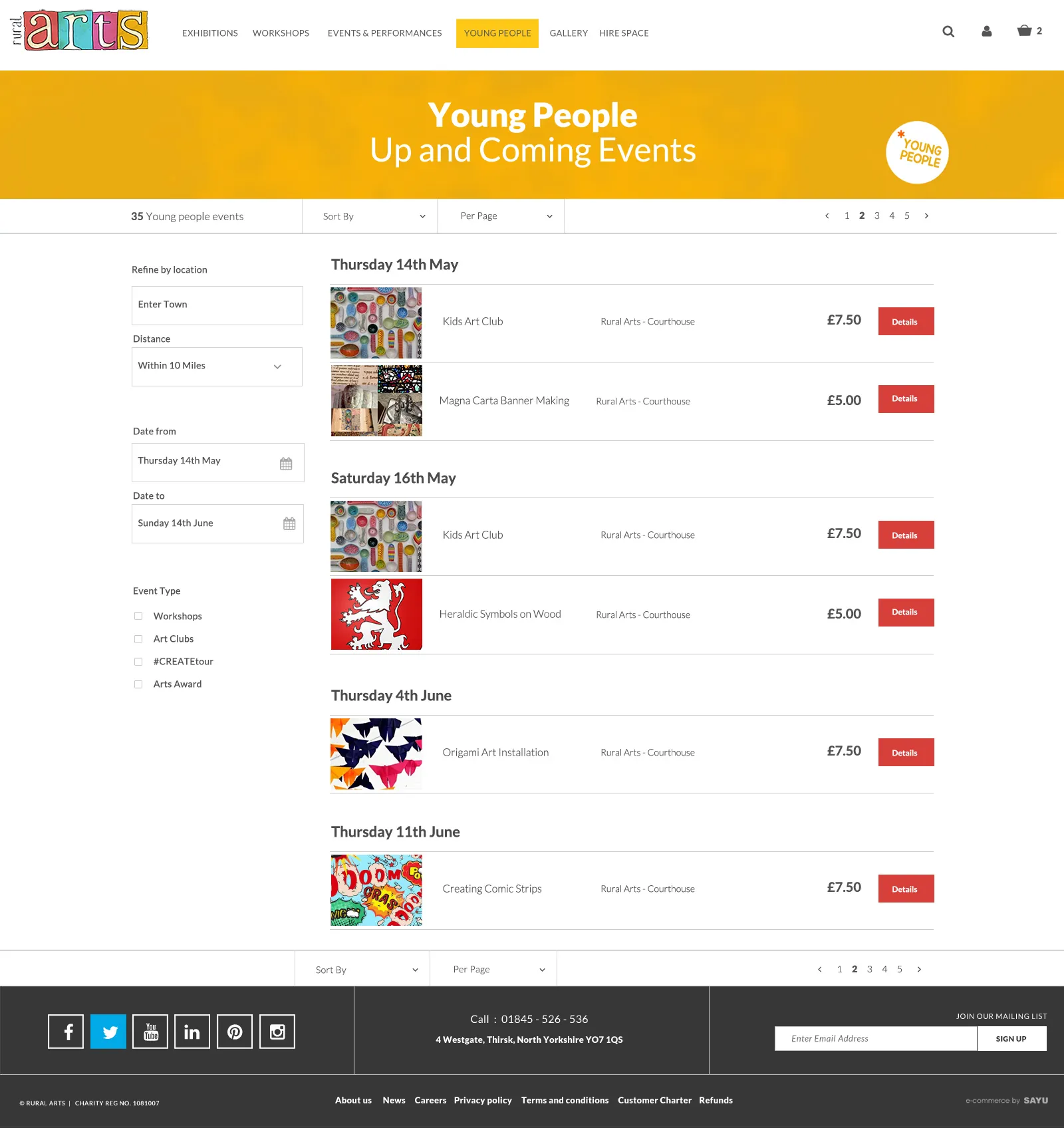 Rural Arts website: young people page