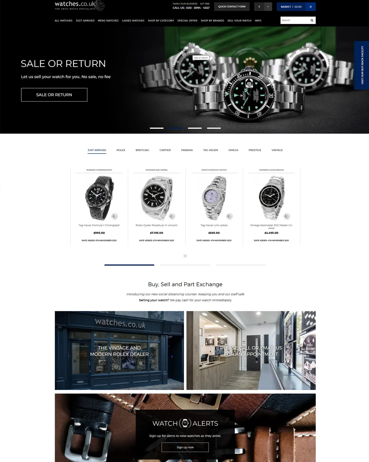 Watches.co.uk website homepage