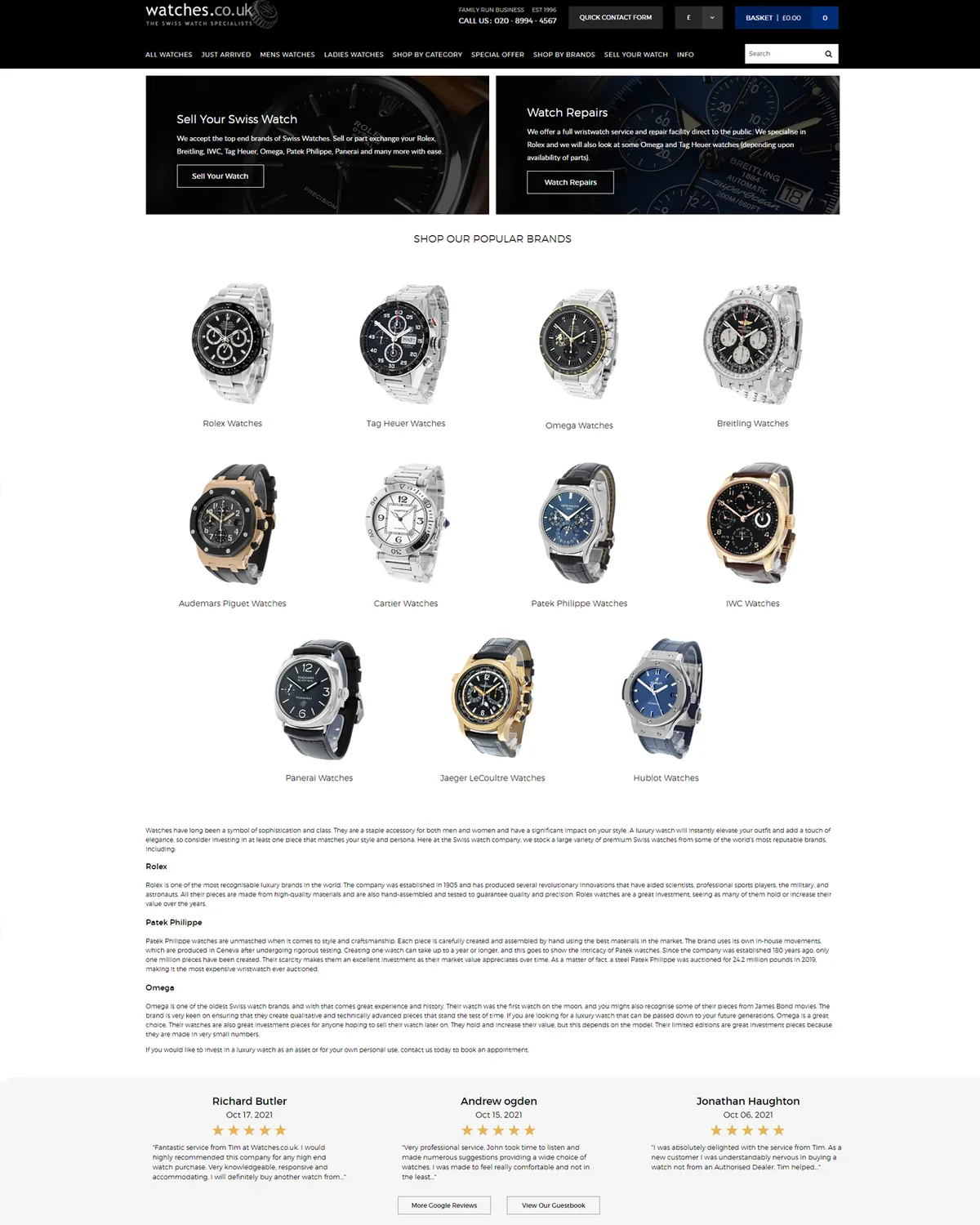 Watches.co.uk website product details